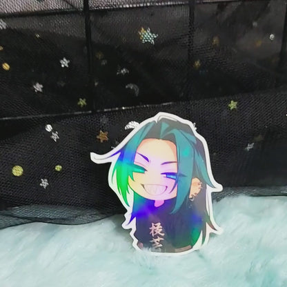 Grinning Freya holographic sticker