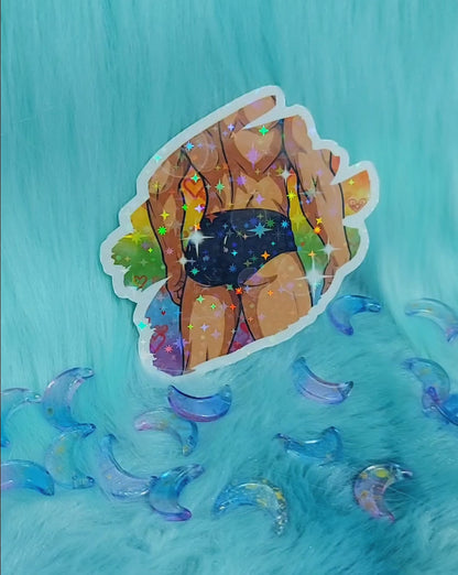 Queer pride booty holographic sticker