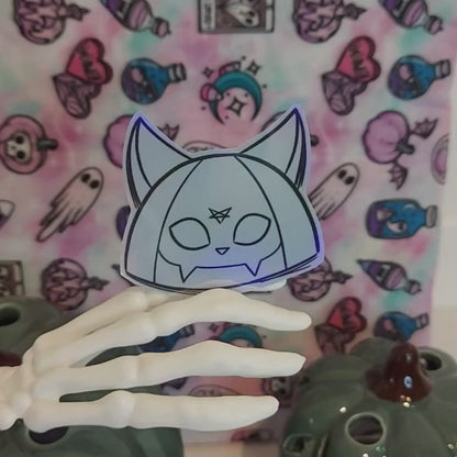 Cat Skull Plushie holographic sticker